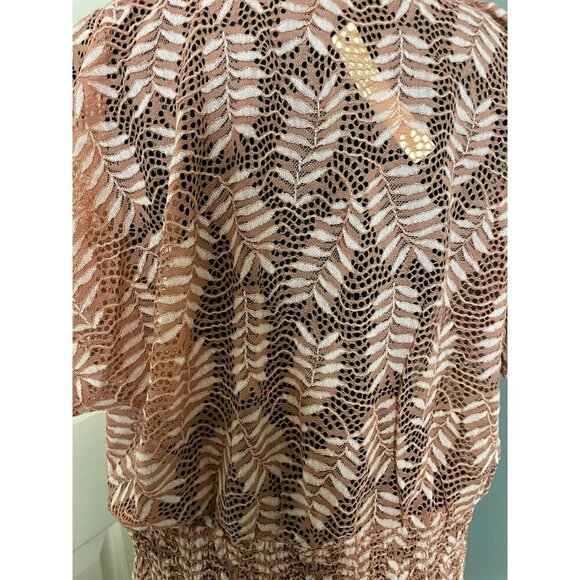 June and Hudson Women's Large Banded Bottom Leaf Boho Mauve Deep V Blouse NWT - Picture 7 of 11